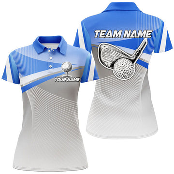 Custom Womens Golf Polo Shirts Custom Blue Sport Golf Apparel For Women, Unique Golf Gifts For Ladies