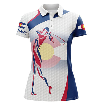 Custom Colorado Flag Womens Golf Polo Shirts Custom Patriotic Golf Outfit Women, Unique Ladies Golf Apparel