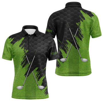 Custom Black and Green golf clubs custom name Mens golf polo shirts, team mens golf tops