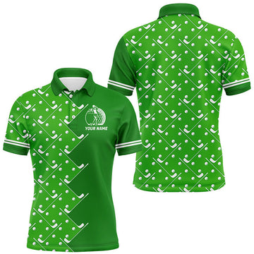 Custom Mens golf polo shirts custom Green golf pattern men's golf clothing, unique golf gifts