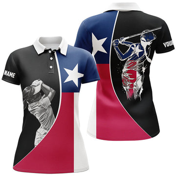Custom Texas Flag Womens Golf Polo Shirts Custom Patriot Ladies Golf Tops, Gifts For Golf Lovers