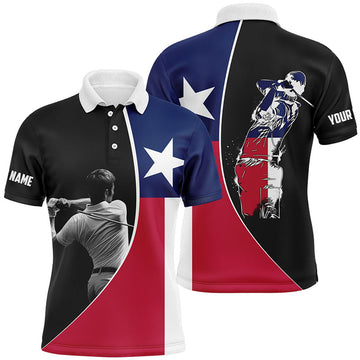 Custom Texas Flag Mens golf polo shirts custom patriot golf tops for men, gifts for golf lovers