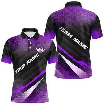 FUNSTUFFPRINT Purple Bowling Custom Men Bowling Polo Shirt Size S-5XL