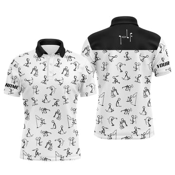 Custom Golf Men Polo Shirt - Funny Golf Pattern Custom Name White Apparel - Personalized Gift For Golf Lover, Team