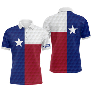 FUNSTUFFPRINT Mens golf polo shirt custom Texas flag golf ball polos shirt for men Polo Shirt Size S-5XL
