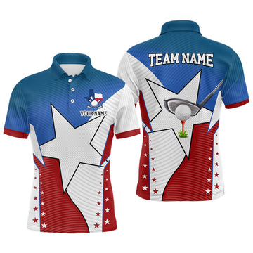 Custom Texas flag retro Mens golf polo shirts custom golf apparel for team men, gifts for golf lovers