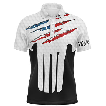 FUNSTUFFPRINT Ripped American Flag Golf Polo Shirts Custom Usa Golf Polo Shirt Size S-5XL