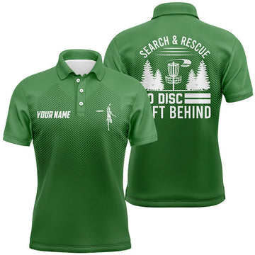 Custom Search & Rescue Green Geometric Mens Disc Golf Polo Shirts Custom Disc Golf Shirts For Men Golf gifts