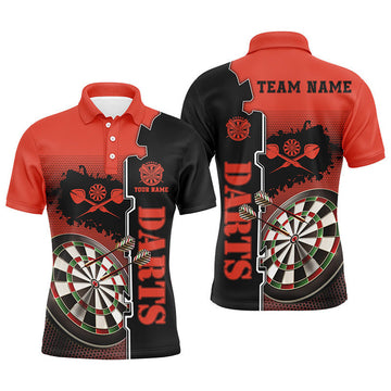 Personalized Red Black Mens Darts Polo Shirt Custom Darts Shirt For Men Darts Team Jerseys