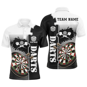 Personalized White Black Mens Darts Polo Shirt Custom Darts Shirt For Men Dart Team Jersey
