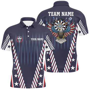 Personalized Patriot Us Flag Men Darts Polo Shirt Navy Eagle Custom Darts Shirt For Men