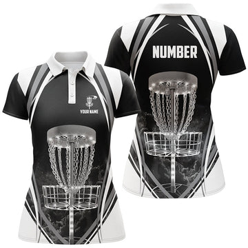 Custom Black And White Womens Disc Golf Polo Shirts Custom Disc Golf Shirts For Women Cool Golf Gift