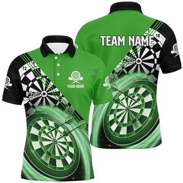 Personalized Black Green Mens Darts Polo Shirt Custom Darts Shirt For Men Dart Jerseys