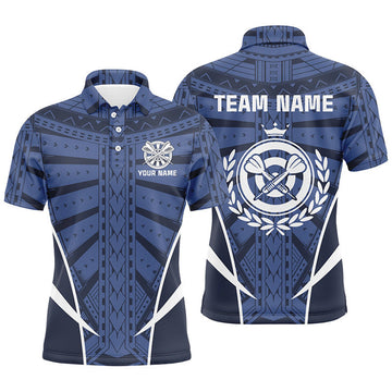 FUNSTUFFPRINT Blue Tribal Personalized Darts Men Polo Shirt Custom Men Dart Polo Shirt Size S-5XL