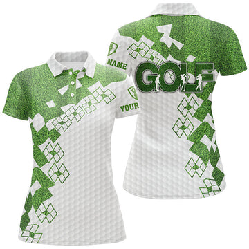Custom Elegant Golf In Green Womens Golf Polo Shirt White Green Golf Shirts For Women Golfing Gifts