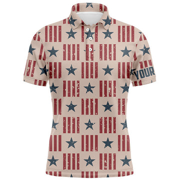 FUNSTUFFPRINT Usa Patriot Seamless Mens Golf Polo Shirt Retro American Golf Shirts For Men Golfing Gifts Polo Shirt Size S-5XL