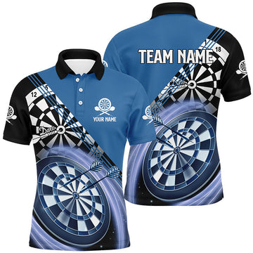 Custom Blue Mens Darts Polo Shirt With Name Customized Darts Shirts For Men Dart Jersey