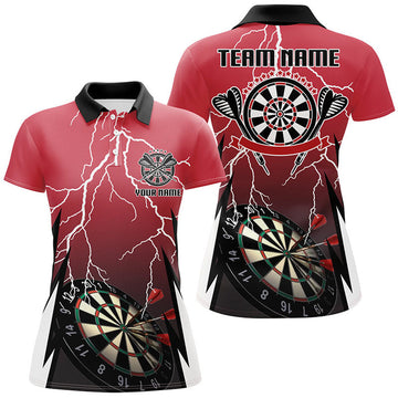 Custom Personalized Red Lightning Darts Polo Shirt Custom Thunder Darts Jersey For Women