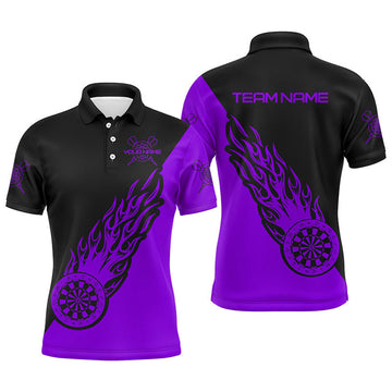 Personalized Purple Black Flame Mens Darts Polo Shirt Darts Shirt For Men Dart Jerseys