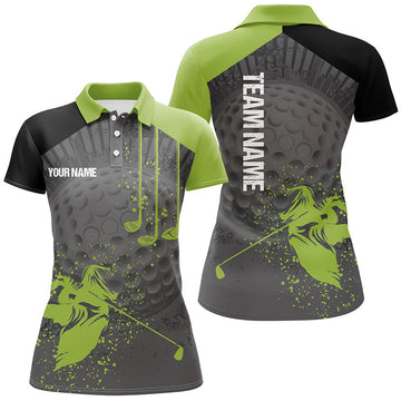 Custom Personalized Funny Diversified Green Grey Womens Golf Polo Shirt Custom Golf Shirts For Women