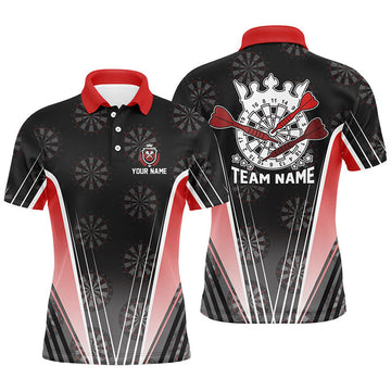 FUNSTUFFPRINT Personalized Black Red Men Darts Polo Shirt Custom Dart Team Shirt For Men Darts Polo Shirt Size S-5XL