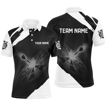 Custom Black White Personalized Mens Darts Polo Shirt Custom Dart Shirts For Men Dart Jerseys