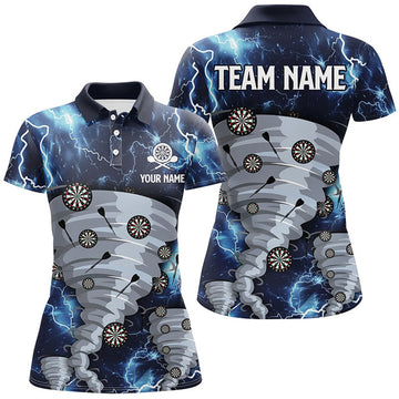 Custom Blue Thunder Lightning Darts Polo Shirt Custom Storm Dart Shirts For Women Dart Jersey