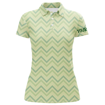 Custom Light Green Zigzag Womens Golf Shirt Vintage St Patrick Day Golf Shirt Customized Golf Tops