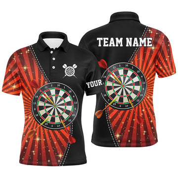 Custom Black Orange Halo Mens Darts Polo Shirt Custom Cool Darts Shirt For Men Dart Jerseys