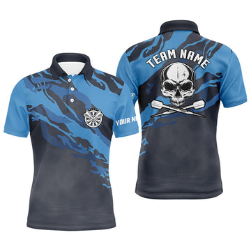 Personalized Blue Skull Darts Mens Polo Shirt Custom Darts Shirt For Men Dart Jerseys