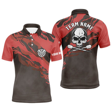 Personalized Red Skull Darts Mens Polo Shirt Custom Darts Shirt For Men Dart Jerseys