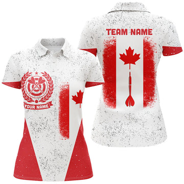 Custom Grunge Canada Flag Darts Polo Shirt Custom Patriotic Darts Shirt For Women Dart Jersey