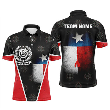 Custom Retro Texas Flag Mens Darts Polo Shirt Custom Patriotic Darts Shirt For Men Dart Jerseys