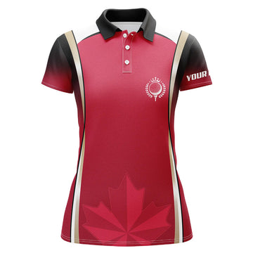 Custom Canadian Maple Leaf Womens Golf Polo Shirts Custom Patriotic Golf Shirts For Women Golf Gifts