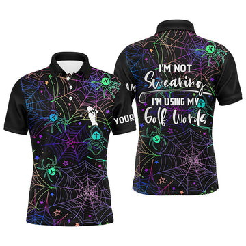 Custom Multicolor Halloween Men Golf Polo Shirt, Custom Golf Shirts For Men, Funny Golf Shirt With Sayings