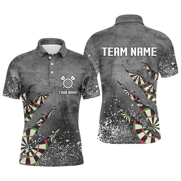 Custom Paint Splash Grey Mens Darts Polo Shirt Custom Dart Shirts For Men Team Dart Jerseys
