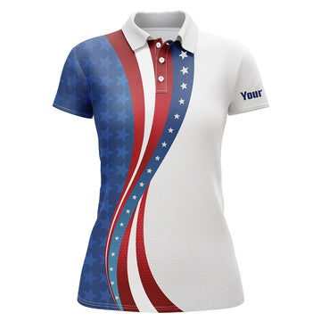 Custom 3D American Flag Womens Golf Polo Shirts Custom Patriotic Golf Shirts For Women Golfing Gifts