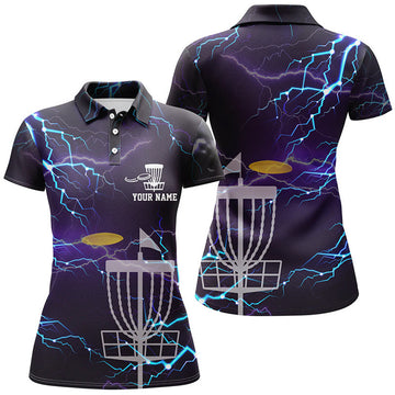 Custom Lightning Womens Golf Polo Shirts, Custom Golf Shirts Disc Golf Shirts For Women, Best Golf Gifts