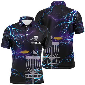 Custom Lightning Mens Golf Polo Shirts, Custom Golf Shirts Disc Golf Shirts For Mens, Best Golf Gifts