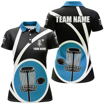 Customized Black Blue Womens Disc Golf Polo Shirts Cool Disc Golf Shirt For Team Golf Gifts