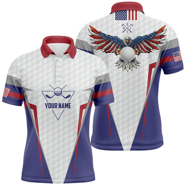 Custom American Flag Golf Polo Shirt Custom Us Eagle Golf Shirts For Men Patriotic Golf Gifts