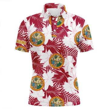 FUNSTUFFPRINT Florida Flag Seamless Pattern Usa Mens Golf Polo Shirts Custom Red Tropical Golf Shirts For Men Polo Shirt Size S-5XL