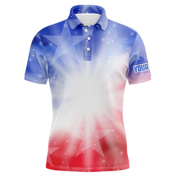 FUNSTUFFPRINT Gradient American Flag Golf Men Polo Shirts Patriotic Usa Golf Shirts For Men Cool Golf Gifts Polo Shirt Size S-5XL