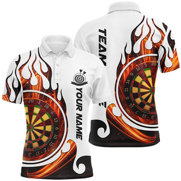 Custom Fire Flame Dartboard Mens Darts Polo Shirt Custom Dart Shirts For Men Dart Jerseys