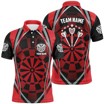 Personalized Dart Board Red Black Mens Polo Shirts Cool Darts Shirt For Men Darts Jersey