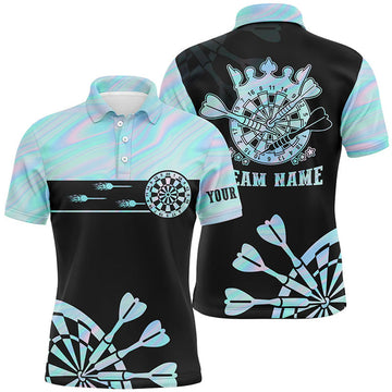 Custom Holographic Tie Dye Mens Darts Polo Shirt Custom Darts Shirt For Men Dart Jerseys
