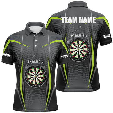 Custom Green Grey Sports Style Mens Darts Polo Shirt Custom Darts Shirt For Men Dart Jerseys