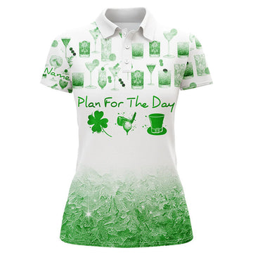 Custom Plan For The Day St Patrick Day Watercolor Green Golf Polo Shirts Funny Golf Shirts For Women
