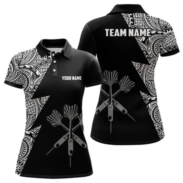 Custom Lightning Tribal Black White Personalized Darts Polo Shirts Darts Jersey For Women