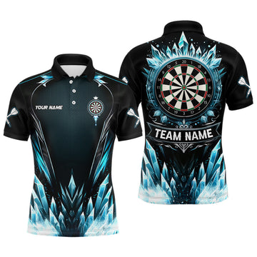Custom Blue Ice Dartboard Mens Darts Polo Shirt Cool Darts Shirt For Men Custom Dart Jerseys